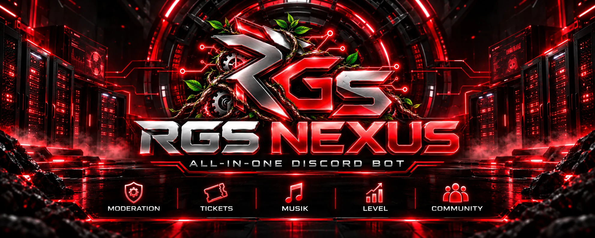 RGS Nexus in einer futuristischen rot beleuchteten Serverumgebung
