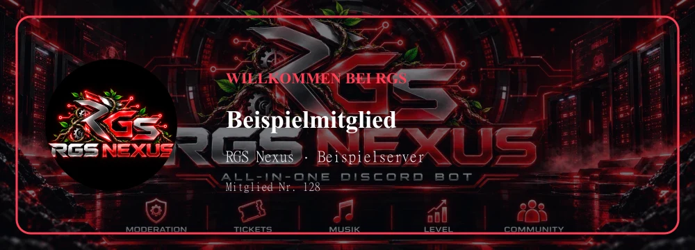 Beispiel einer RGS-Willkommenskarte mit eigenem Hintergrund und einem Beispielmitglied